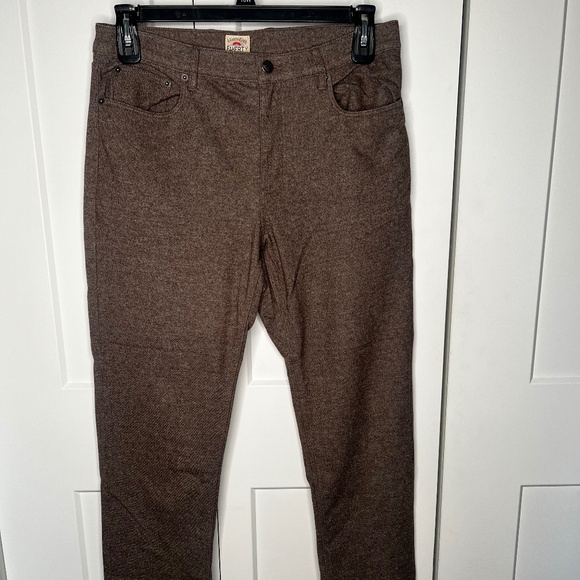 Faherty Knit Flannel Brown Straight Leg Pants Men's Size 32 - Picture 1 of 6